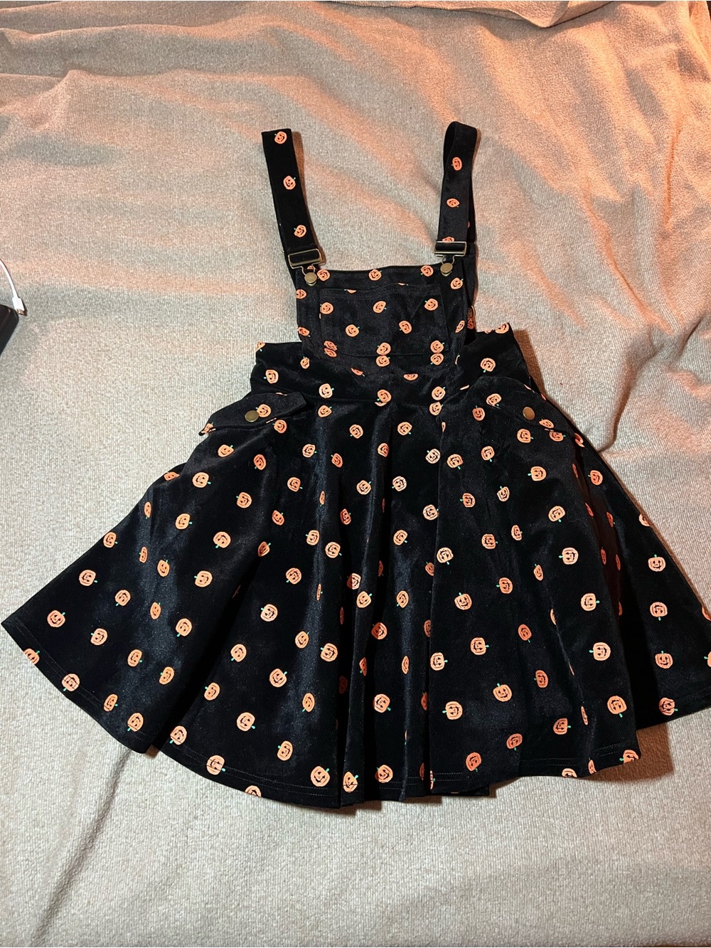 Black and Orange Pumpkin Patch Corduroy Brionna Pinafore Dress by Unique Vintage